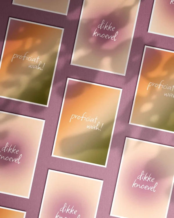 Wenskaarten in 't plat - set van 8